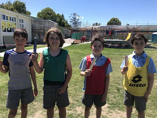 Daniel C, Oscar, George, Nicholas after the Year 4 Boys' House Relay