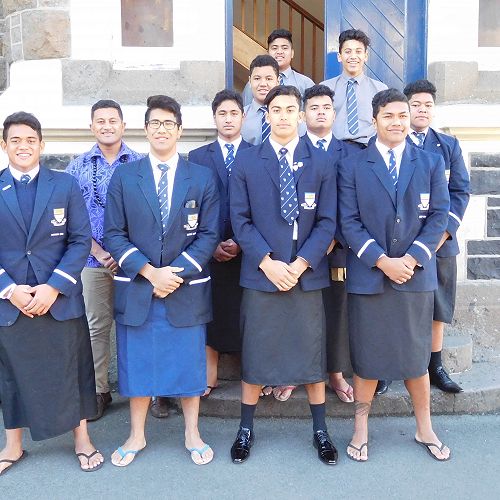 Our Pasifika students wearing their traditional Samoan attire, an Ie faitaga (lavalava)