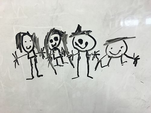 A little sisters drawing at the Student-led Conferences