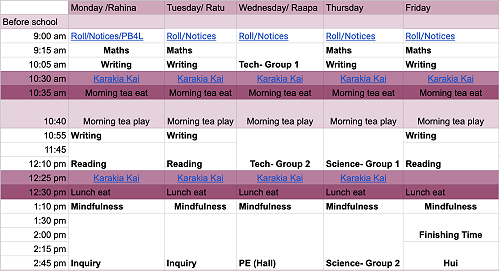 A look at what our weeks will look like.