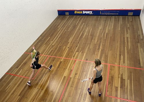 Melanie Button strides forward to take the shot 