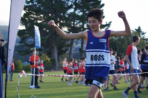 Josh Hou wins the Primary section of the cross country