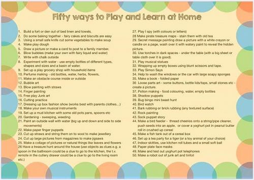 Ideas for play and activities from home 