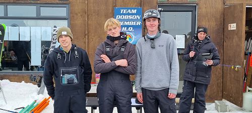 Boys' Snowboard Placegetters, including Ashburton's own Nick Collie (middle-2nd place) and William Wills (right-3rd place)