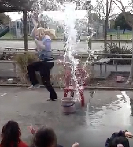 Big splash - watch out Miss Grieve!