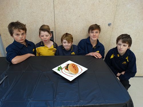 Carter, Connor, Riley, Nick, and Korin with their BBB burger