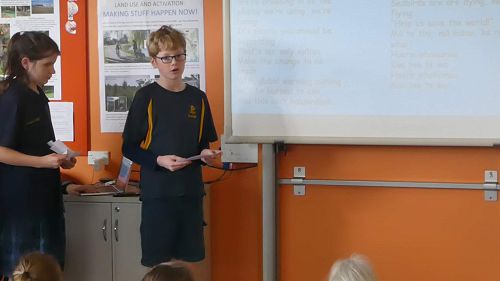 Theo sharing his rap about sustainability.