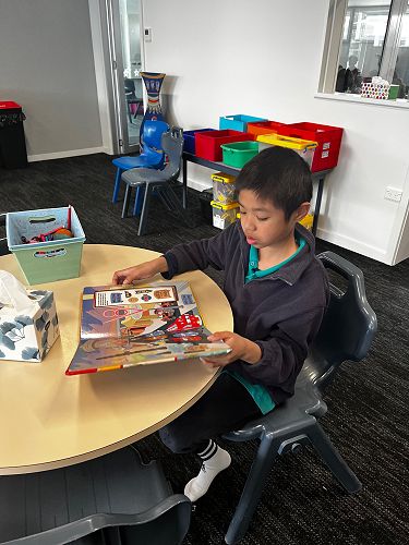 Sammy during silent reading time - you can hear a pin drop in Wheriko... what amazing acoustics!