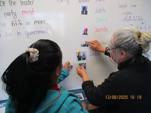 A session learning about the coming election and how to vote