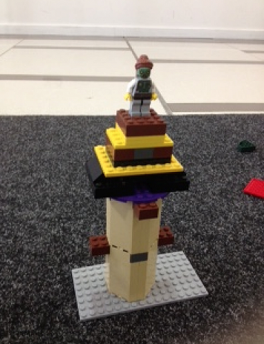 Xavier from Room 2 created a building he would like to see in Christchurch out of Legos. 
