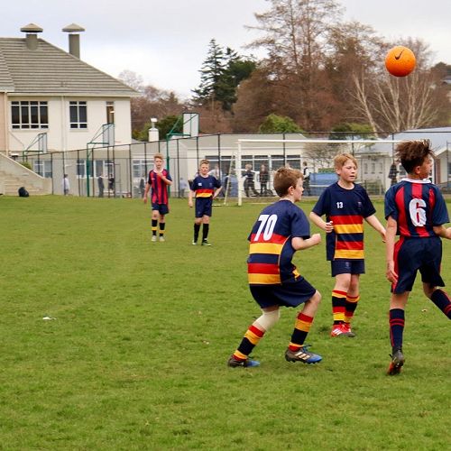 Charlie Bolton and Harrison Marshall contest during the football