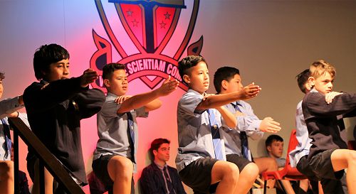 Our boys doing a cultural welcome to Idea Services