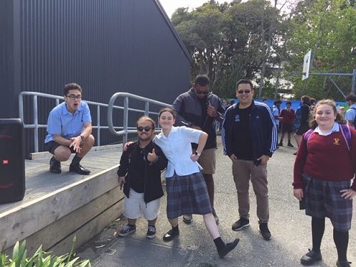 Catholic Youth Team spending time with some JPII students