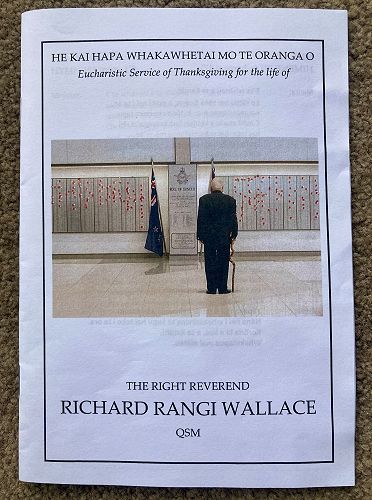 The service sheet for the funeral of Bishop Richard Wallace