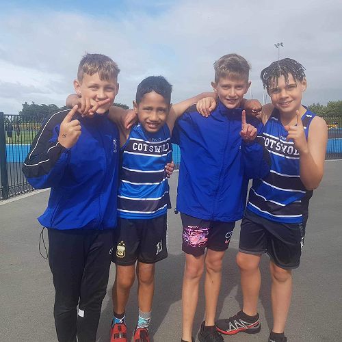 Year 6 Boys Relay Team - Max Bianco, Mahanga Tairakena, Flynn Tangney, Tom Fyfe