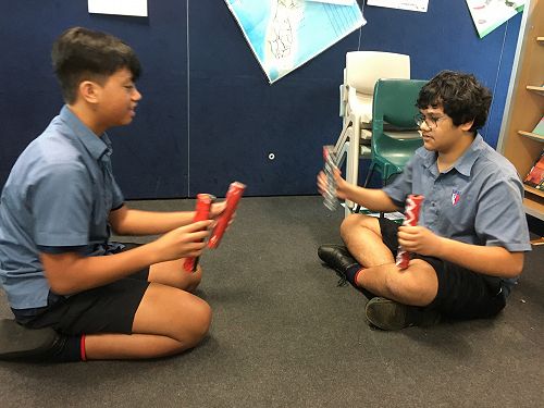 Zen and Elijah practicing Te Rakau 