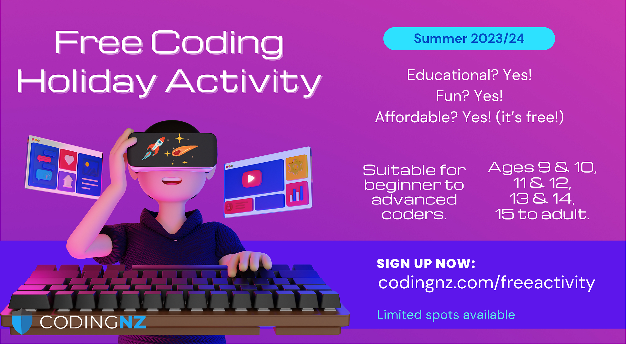 Free summer holiday coding activities for ages 9+