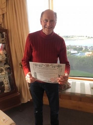 JP (Retired) certificate presented to Richard Boulton, JP (Retired) 4th August 2019.  22 years service.