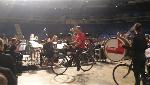 The Bicycle Band performing the Invercargill March at the rehearsal.