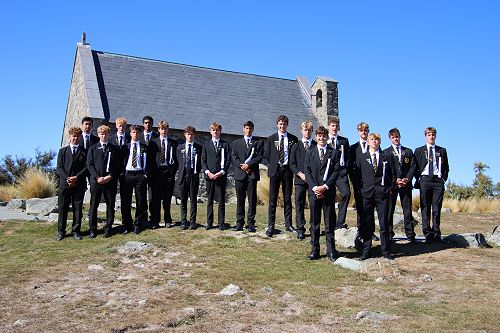 The senior boys stopover at Lake Tekapo.