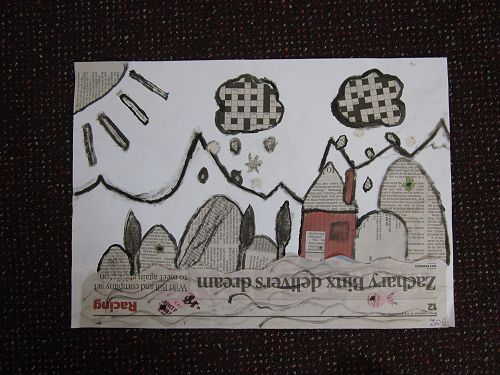 Mixed Media Newspaper and Indian Ink