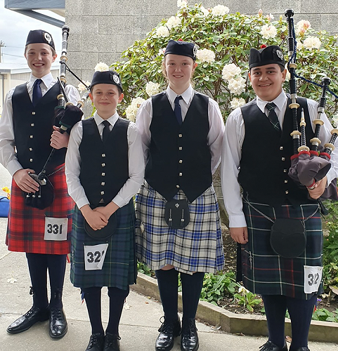 Invercargill Solos - from left to right: OE Haywood (Year 10), Daniel O’Brien (JMC Year ), Poppy Hayward (Year 11, Logan Park High School), Qwenton McKenzie (JMC Year 9)  