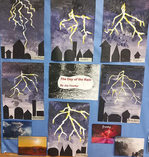 All the students enjoyed painting these stormy pictures.