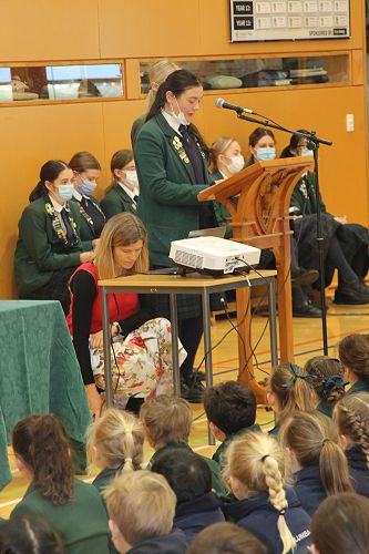 Alisha and Annabelle bringing the first reading (Psalm 25:1-10)