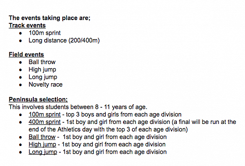 Athletics Events
