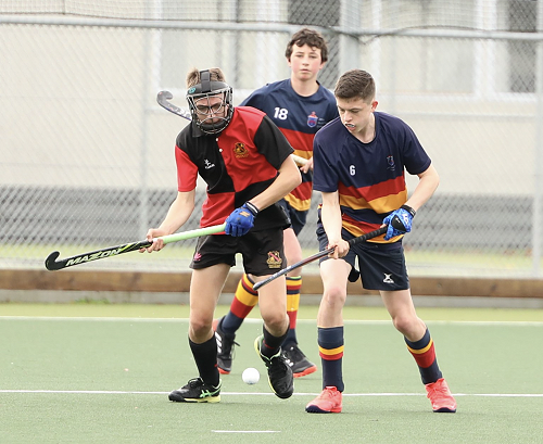 Dan O'Brien attacking a Penalty Corner