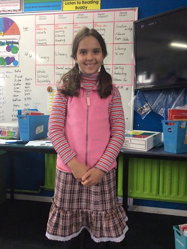 Anastasia dressed in her book character costume