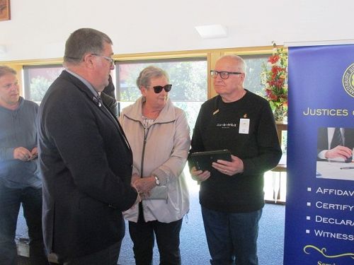 President BJ Clark Presenting Garth Dale his Life Membership Award