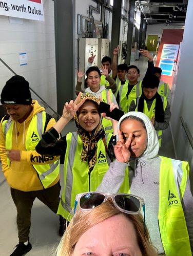 Lesley Cowie with students at Ara