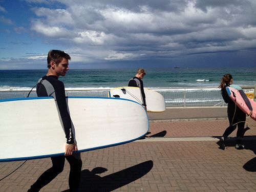 International students surfing
