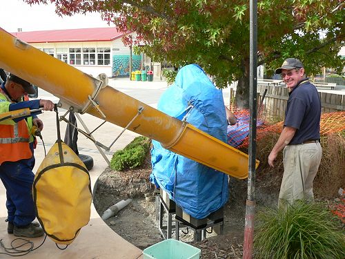 Creating the concrete footing for sculpture