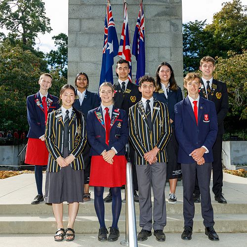 Joanna Li (left) and Daniel Williams at Memorial Park for ANZAC commemorations 