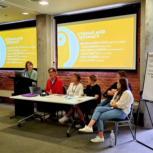 Our second panel discussion, special thanks to Mr John Groom, surgeon, Vicky Beban, Stoma Nurse and our amazing patients who spoke to honestly and openly.