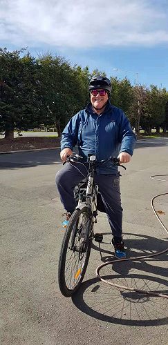 Director John Steffens arrives for the morning tea quiz in Te Anau.