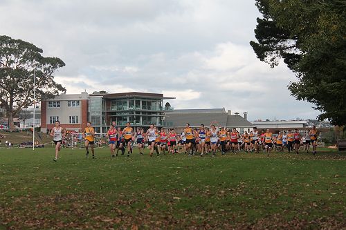 Oli Chignell leads at the start of the Senior Race