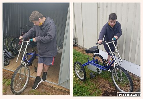 George demonstrates kindness when he helps to put the bikes out.