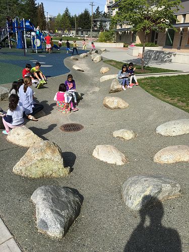 Cool outdoor concrete drain, work area, stream