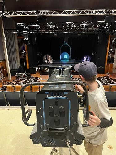 Behind the Scenes: Follow Spot Workshop on the set of That Bloody Woman at the Court Theatre.