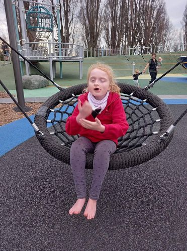 Sophie at the Margaret Mahy Playground.