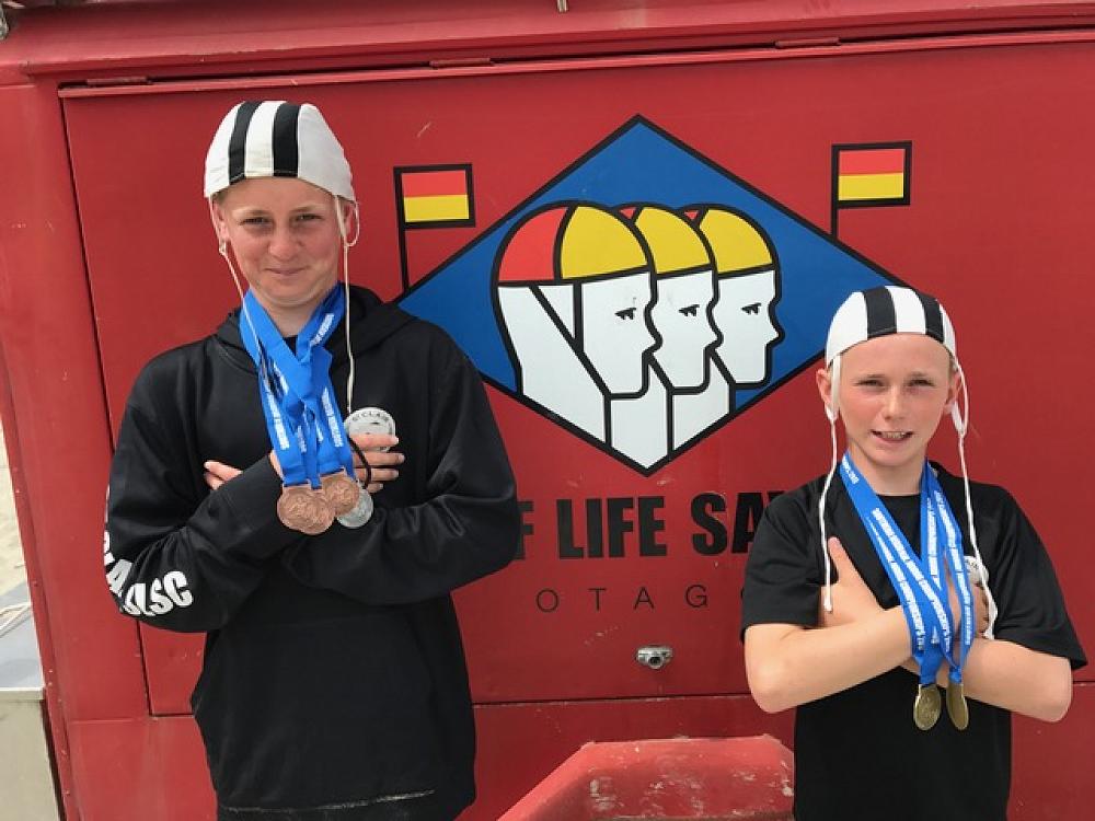 Marshall Macready and Ollie Sinclair had a very successful South Island Under-14 Surf Lifesaving Championship