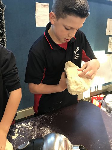 Cooper checking out the dough.