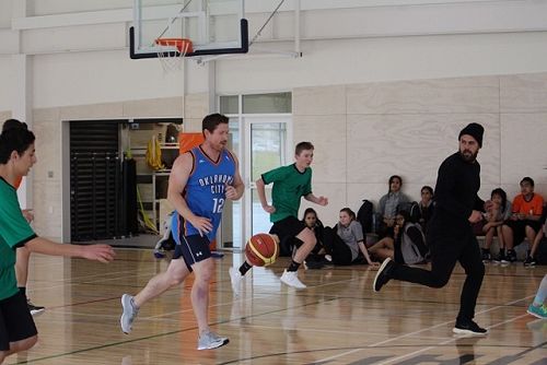 Matua Rewi and Nick carving it up the court.  