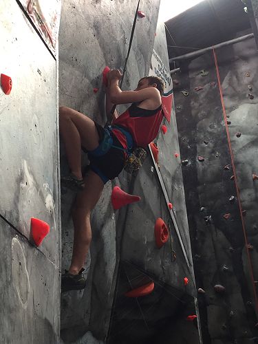 Sam Basel on his way up on the last (and trickiest) climb of the day