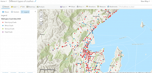 Wellington crash map