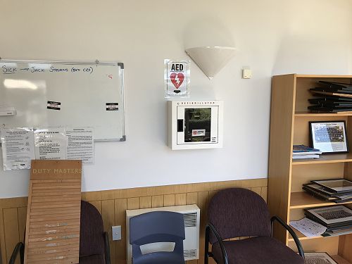 Location of the automated external defibrillator (AED) - Boarding House, John McGlashan College