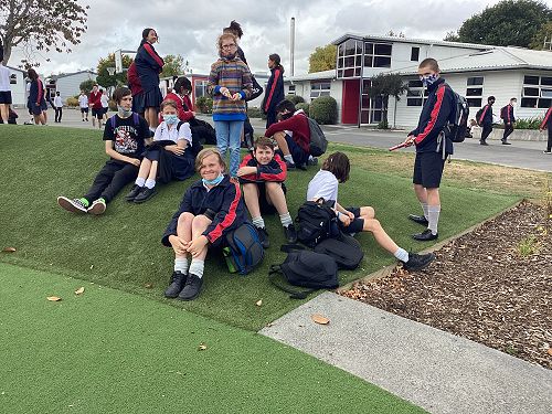 Socialising at breaktime in the new outdoor space which has been created at Hillmorton High School – friendships are a very important part of who we are.